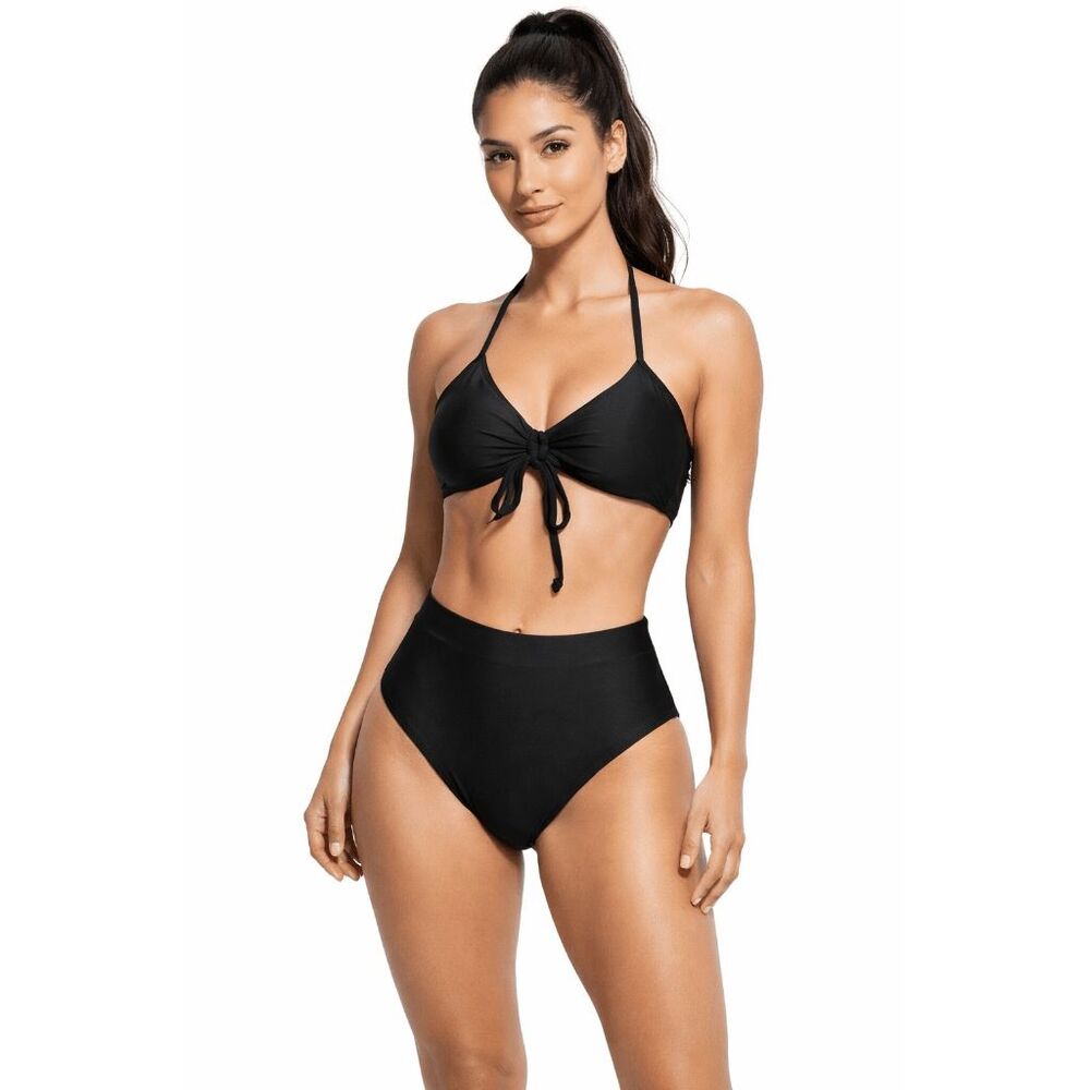 Magnolia Place Women's High Waisted Tummy Control Halter 2-Piece Bikini SET S